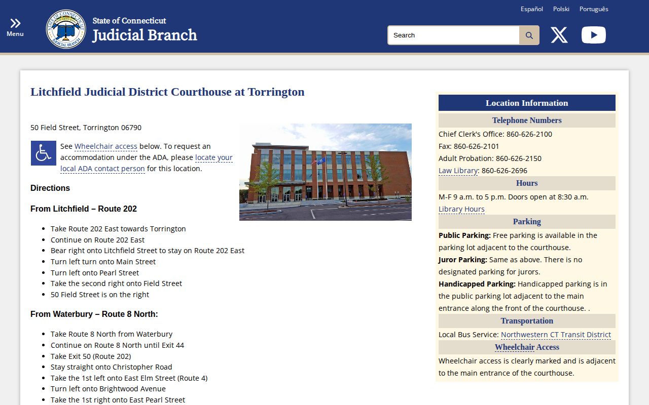 Litchfield Judicial District courthouse release record source
